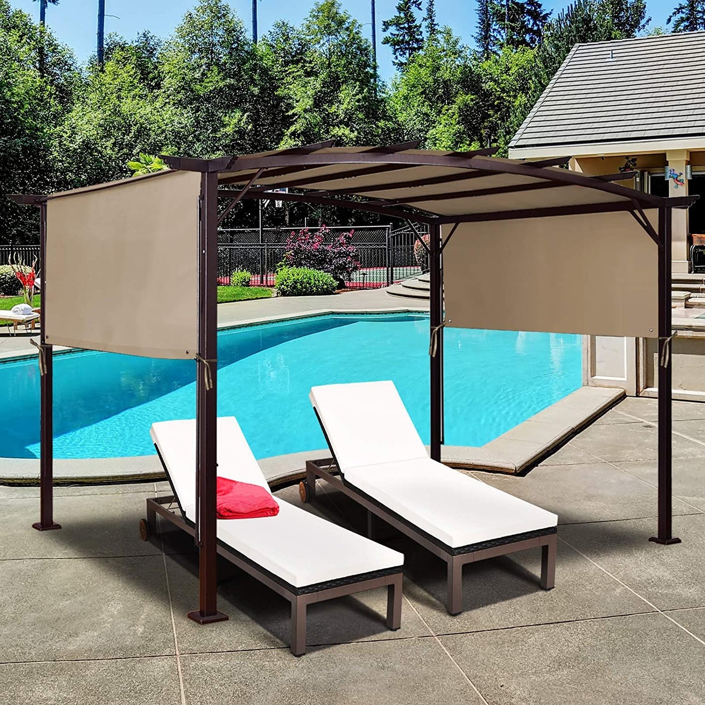 6.7 x 17 Feet Pergola Structure Universal Replacement Canopy Cover