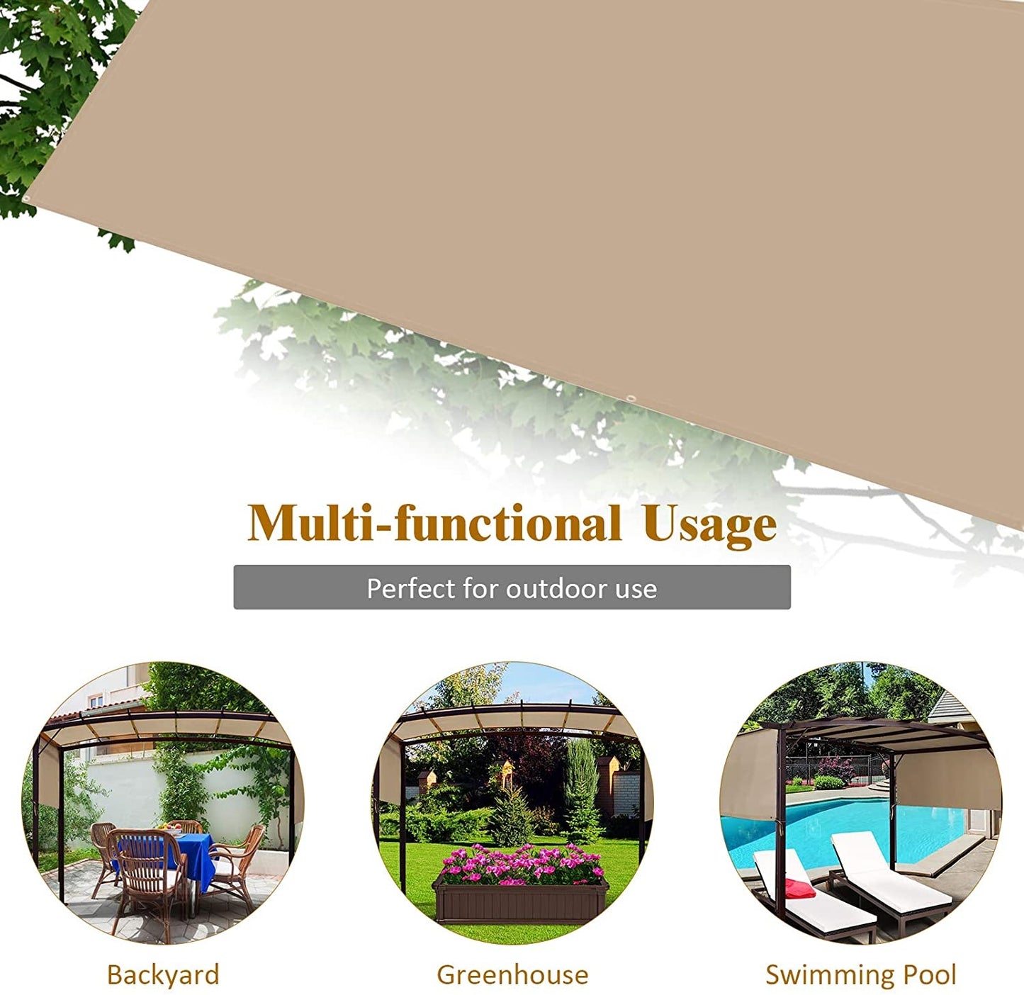 6.7 x 17 Feet Pergola Structure Universal Replacement Canopy Cover