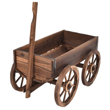 Load image into Gallery viewer, Wood Wagon Planter Pot Stand with Wheels
