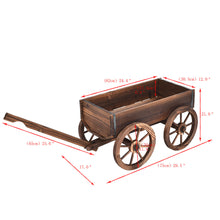 Load image into Gallery viewer, Wood Wagon Planter Pot Stand with Wheels
