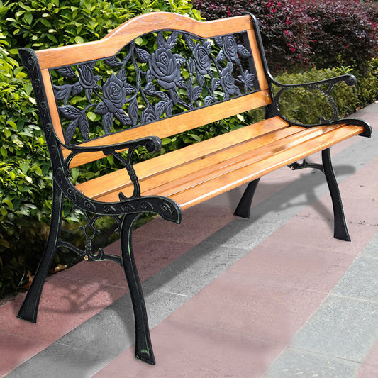 Outdoor Cast Iron Patio Bench Rose