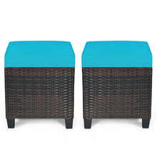 Load image into Gallery viewer, 2 Pieces Patio Rattan Ottoman Cushioned Seat
