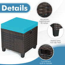 Load image into Gallery viewer, 2 Pieces Patio Rattan Ottoman Cushioned Seat
