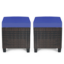 Load image into Gallery viewer, 2 Pieces Patio Rattan Ottoman Cushioned Seat
