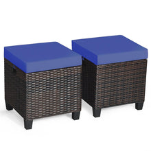 Load image into Gallery viewer, 2 Pieces Patio Rattan Ottoman Cushioned Seat
