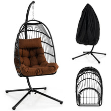 Load image into Gallery viewer, Patio Hanging Egg Chair with Stand Waterproof Cover and Folding Basket
