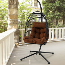 Load image into Gallery viewer, Patio Hanging Egg Chair with Stand Waterproof Cover and Folding Basket
