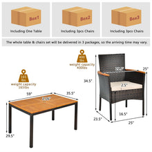 Load image into Gallery viewer, 7 Pieces Patio Rattan Dining Set with Armrest Cushioned Chair and Umbrella Hole
