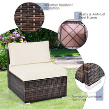 Load image into Gallery viewer, 6 Pieces Patio Rattan Furniture Set with Cushions and Glass Coffee Table
