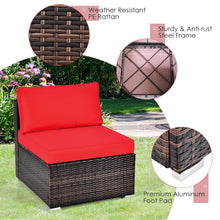 Load image into Gallery viewer, 6 Pieces Patio Rattan Furniture Set with Cushions and Glass Coffee Table
