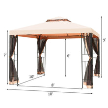 Load image into Gallery viewer, 10 x 10 Feet 2-Tier Vented Metal Canopy with Mosquito Netting
