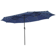 Load image into Gallery viewer, 15 Feet Twin Patio Umbrella with 48 Solar LED Lights
