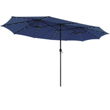 Load image into Gallery viewer, 15 Feet Twin Patio Umbrella with 48 Solar LED Lights
