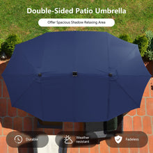 Load image into Gallery viewer, 15 Feet Twin Patio Umbrella with 48 Solar LED Lights
