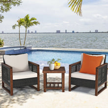 Load image into Gallery viewer, 3 Pcs Patio Wicker Furniture Sofa Set with Wooden Frame and Cushion
