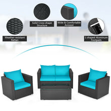 Load image into Gallery viewer, 4Pcs Patio Rattan Cushioned Furniture Set
