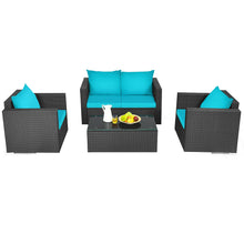 Load image into Gallery viewer, 4Pcs Patio Rattan Cushioned Furniture Set
