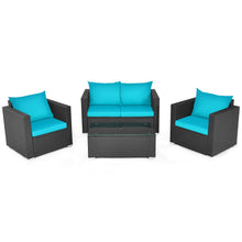 Load image into Gallery viewer, 4Pcs Patio Rattan Cushioned Furniture Set
