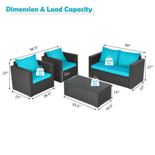 Load image into Gallery viewer, 4Pcs Patio Rattan Cushioned Furniture Set
