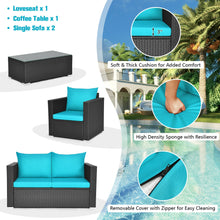 Load image into Gallery viewer, 4Pcs Patio Rattan Cushioned Furniture Set
