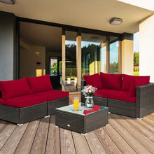 Load image into Gallery viewer, 5 Pieces Cushioned Patio Rattan Furniture Set with Glass Table
