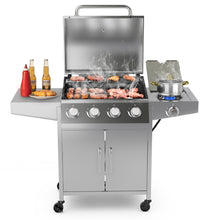 Load image into Gallery viewer, 50000BTU 5-Burner Propane Gas Grill with Side Burner and 2 Prep Tables-Silver
