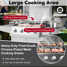 Load image into Gallery viewer, 50000BTU 5-Burner Propane Gas Grill with Side Burner and 2 Prep Tables-Silver
