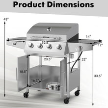 Load image into Gallery viewer, 50000BTU 5-Burner Propane Gas Grill with Side Burner and 2 Prep Tables-Silver
