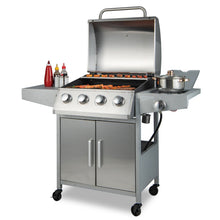 Load image into Gallery viewer, 50000BTU 5-Burner Propane Gas Grill with Side Burner and 2 Prep Tables-Silver
