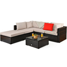 Load image into Gallery viewer, 6 Pieces Outdoor Patio Rattan Furniture Set Sofa Ottoman
