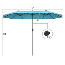 Load image into Gallery viewer, 15 Feet Patio Double-Sided Umbrella with Hand-Crank System
