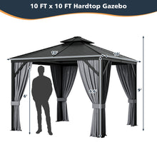 Load image into Gallery viewer, 10 x 10 Feet Double-Top Hardtop Gazebo with Galvanized Steel Roof-Gray
