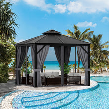 Load image into Gallery viewer, 10 x 10 Feet Double-Top Hardtop Gazebo with Galvanized Steel Roof-Gray
