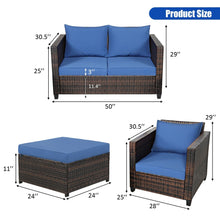 Load image into Gallery viewer, 5 Pieces Patio Cushioned Rattan Furniture Set
