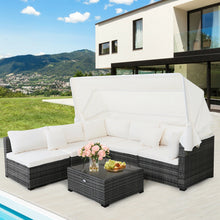 Load image into Gallery viewer, 6 Pieces Patio Rattan Furniture Set with Retractable Canopy
