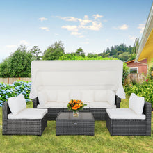 Load image into Gallery viewer, 6 Pieces Patio Rattan Furniture Set with Retractable Canopy
