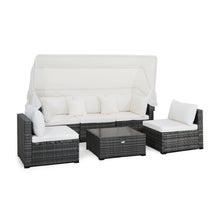 Load image into Gallery viewer, 6 Pieces Patio Rattan Furniture Set with Retractable Canopy
