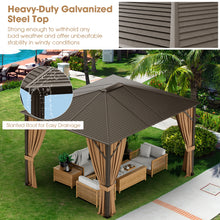 Load image into Gallery viewer, 12 x10 Feet Outdoor Hardtop Gazebo with Galvanized Steel Top and Netting-Brown
