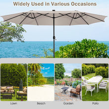 Load image into Gallery viewer, 15 Feet Twin Patio Umbrella with 48 Solar LED Lights
