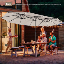 Load image into Gallery viewer, 15 Feet Twin Patio Umbrella with 48 Solar LED Lights
