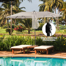 Load image into Gallery viewer, 15 Feet Twin Patio Umbrella with 48 Solar LED Lights
