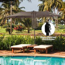 Load image into Gallery viewer, 15 Feet Twin Patio Umbrella with 48 Solar LED Lights
