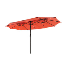 Load image into Gallery viewer, 15 Feet Twin Patio Umbrella with 48 Solar LED Lights
