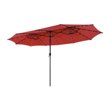 Load image into Gallery viewer, 15 Feet Twin Patio Umbrella with 48 Solar LED Lights
