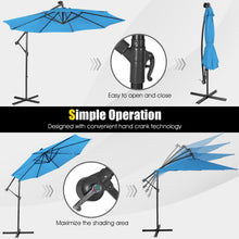 Load image into Gallery viewer, 10 Feet Patio Solar Powered Cantilever Umbrella with Tilting System
