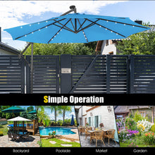 Load image into Gallery viewer, 10 Feet Patio Solar Powered Cantilever Umbrella with Tilting System
