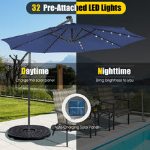 Load image into Gallery viewer, 10 Feet Patio Solar Powered Cantilever Umbrella with Tilting System
