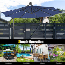 Load image into Gallery viewer, 10 Feet Patio Solar Powered Cantilever Umbrella with Tilting System
