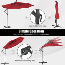 Load image into Gallery viewer, 10 Feet Patio Solar Powered Cantilever Umbrella with Tilting System
