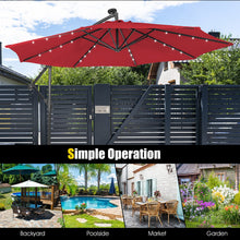 Load image into Gallery viewer, 10 Feet Patio Solar Powered Cantilever Umbrella with Tilting System
